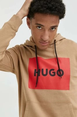 Zdjęcie produktu HUGO bluza bawełniana męska kolor beżowy z kapturem 50473168