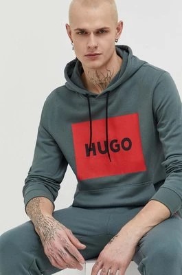 Zdjęcie produktu HUGO bluza bawełniana męska kolor zielony z kapturem 50473168