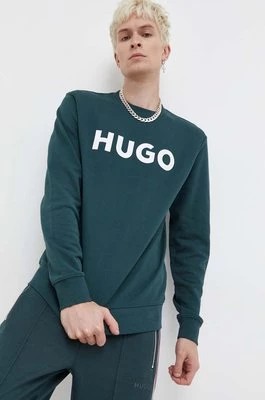 Zdjęcie produktu HUGO bluza bawełniana męska kolor zielony z nadrukiem 50477328