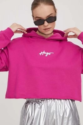 Zdjęcie produktu HUGO bluza damska kolor różowy z kapturem z aplikacją 50508292