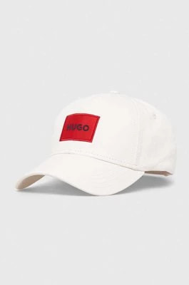 Zdjęcie produktu HUGO czapka z daszkiem bawełniana kolor biały z aplikacją 50492745