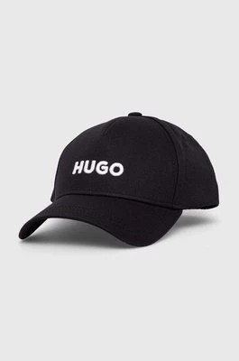 Zdjęcie produktu HUGO czapka z daszkiem bawełniana kolor czarny z aplikacją 50496033