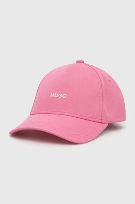 Zdjęcie produktu HUGO czapka z daszkiem bawełniana kolor różowy z nadrukiem 50508845