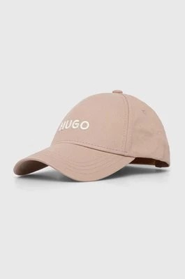 Zdjęcie produktu HUGO czapka z daszkiem bawełniana kolor szary z aplikacją 50496033