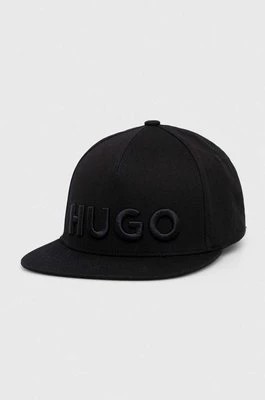 Zdjęcie produktu HUGO czapka z daszkiem kolor czarny z aplikacją 50510116