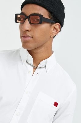 Zdjęcie produktu HUGO koszula bawełniana męska kolor biały slim z kołnierzykiem button-down 50479302