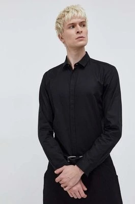 Zdjęcie produktu HUGO koszula bawełniana męska kolor czarny slim z kołnierzykiem klasycznym 50508324