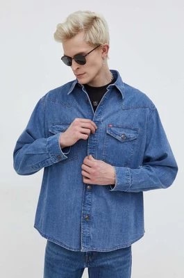Zdjęcie produktu HUGO koszula jeansowa męska kolor niebieski relaxed z kołnierzykiem klasycznym 50508669