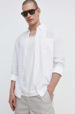 Zdjęcie produktu HUGO koszula lniana kolor biały regular z kołnierzykiem button-down 50514162