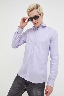 Zdjęcie produktu HUGO koszula męska kolor fioletowy slim z kołnierzykiem klasycznym 50479396
