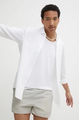 Zdjęcie produktu HUGO koszula z domieszką lnu kolor biały slim z kołnierzykiem klasycznym 50513966