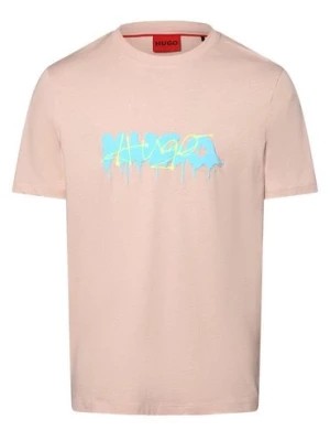 Zdjęcie produktu HUGO Koszulka męska - Dacation Mężczyźni Bawełna różowy nadruk,