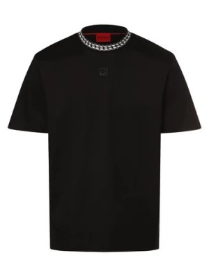 Zdjęcie produktu HUGO Koszulka męska - Deternal Mężczyźni Bawełna czarny jednolity,