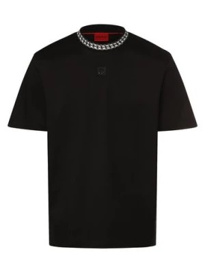 Zdjęcie produktu HUGO Koszulka męska - Deternal Mężczyźni Bawełna czarny jednolity,