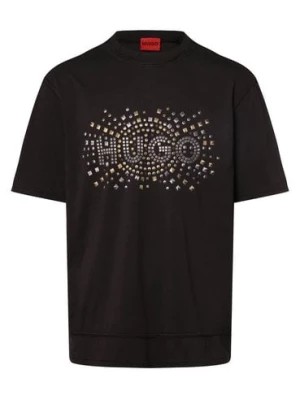 Zdjęcie produktu HUGO Koszulka męska - Dunic Mężczyźni Bawełna czarny nadruk,