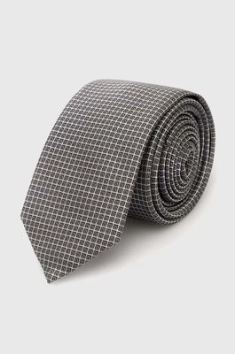 Zdjęcie produktu HUGO krawat z domieszką jedwabiu kolor szary