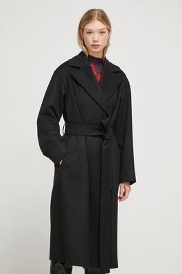 Zdjęcie produktu HUGO płaszcz wełniany kolor czarny przejściowy