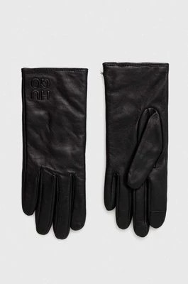 Zdjęcie produktu HUGO rękawiczki skórzane damskie kolor czarny