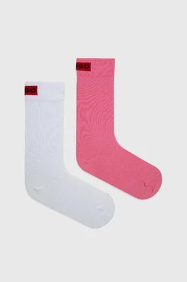 Zdjęcie produktu HUGO skarpetki 2-pack damskie kolor różowy 50502046