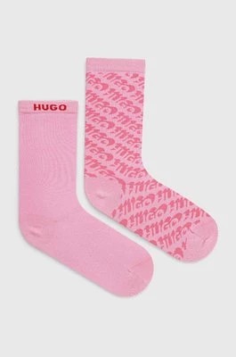 Zdjęcie produktu HUGO skarpetki 2-pack damskie kolor różowy 50514773