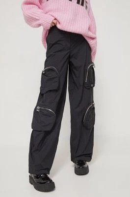 Zdjęcie produktu HUGO spodnie damskie kolor czarny szerokie high waist