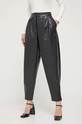 Zdjęcie produktu HUGO spodnie damskie kolor czarny szerokie high waist