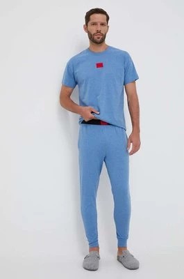 Zdjęcie produktu HUGO spodnie piżamowe męskie kolor niebieski wzorzysta