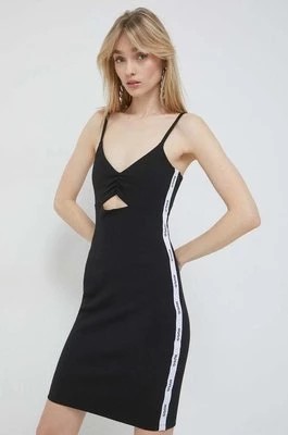 Zdjęcie produktu HUGO sukienka bawełniana kolor czarny mini dopasowana