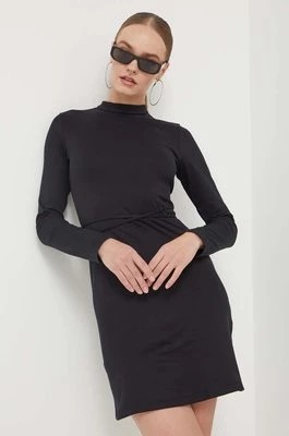 Zdjęcie produktu HUGO sukienka bawełniana kolor czarny mini dopasowana
