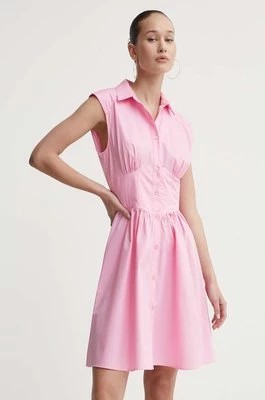 Zdjęcie produktu HUGO sukienka bawełniana kolor różowy mini rozkloszowana 50512904