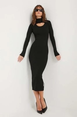 Zdjęcie produktu HUGO sukienka kolor czarny midi dopasowana