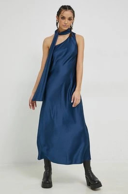 Zdjęcie produktu HUGO sukienka kolor niebieski maxi rozkloszowana