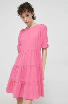 Zdjęcie produktu HUGO sukienka kolor różowy mini rozkloszowana