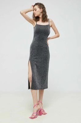 Zdjęcie produktu HUGO sukienka kolor srebrny midi dopasowana