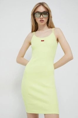 Zdjęcie produktu HUGO sukienka kolor żółty mini dopasowana