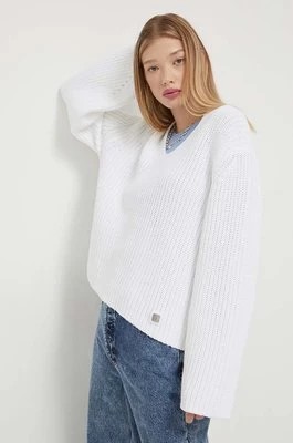 Zdjęcie produktu HUGO sweter bawełniany kolor biały ciepły