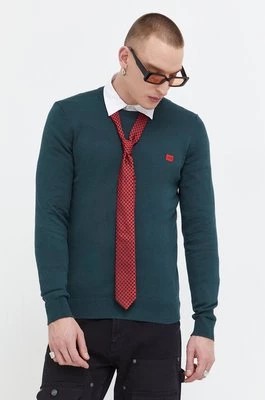 Zdjęcie produktu HUGO sweter bawełniany kolor zielony lekki 50475083