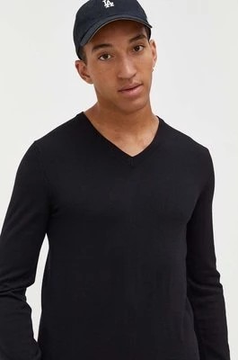 Zdjęcie produktu HUGO sweter wełniany męski kolor czarny lekki