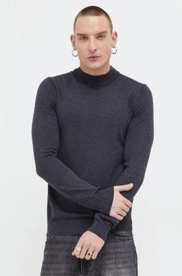 Zdjęcie produktu HUGO sweter wełniany męski kolor szary lekki