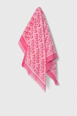 Zdjęcie produktu HUGO szal bawełniany kolor różowy wzorzysty 50514001