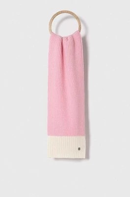 Zdjęcie produktu HUGO szalik z domieszką wełny kolor różowy gładki