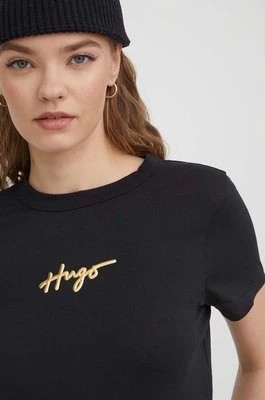 Zdjęcie produktu HUGO t-shirt bawełniany damski kolor czarny 50508289