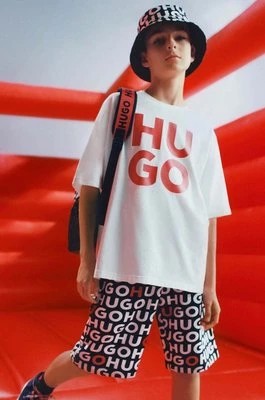 Zdjęcie produktu HUGO t-shirt bawełniany dziecięcy kolor biały z nadrukiem