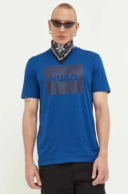 Zdjęcie produktu HUGO t-shirt bawełniany kolor niebieski z nadrukiem 50467952