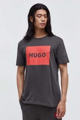 Zdjęcie produktu HUGO t-shirt bawełniany kolor szary z nadrukiem 50467952