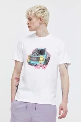 Zdjęcie produktu HUGO t-shirt bawełniany męski kolor biały z nadrukiem 50514092