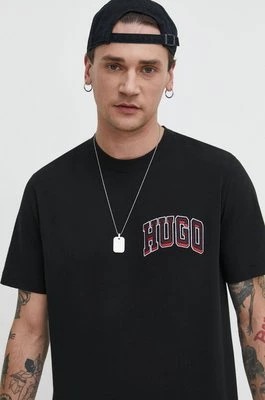 Zdjęcie produktu HUGO t-shirt bawełniany męski kolor czarny z aplikacją 50515067