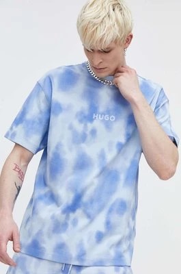 Zdjęcie produktu HUGO t-shirt bawełniany męski kolor niebieski wzorzysty 50509986
