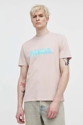 Zdjęcie produktu HUGO t-shirt bawełniany męski kolor różowy z nadrukiem 50515282