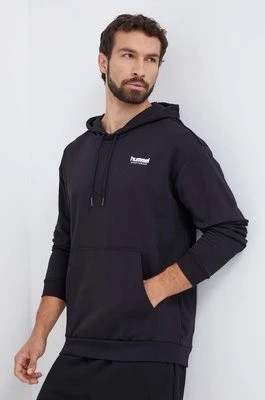 Zdjęcie produktu Hummel bluza bawełniana męska kolor czarny z kapturem gładka